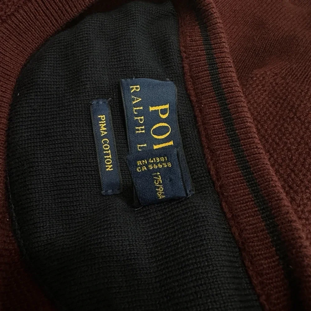 Polo Ralph Lauren Sweater Crewneck Pullover Pima Cotton Maroon Red Pony Mens M
